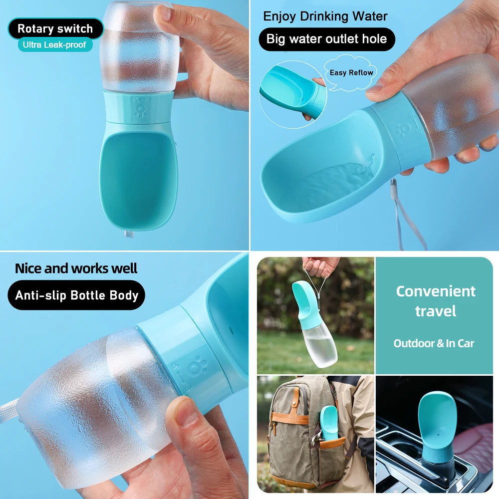 500ml Portable Dog Water Bottle with Lanyard — Leak-Proof