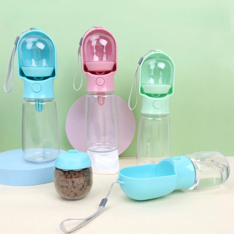 Portable Pet Water Bottle with Food Container — 500ml