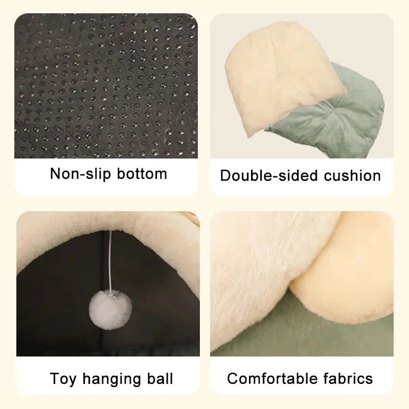 Cartoon Deep Sleep Cat Bed — Cosy Cave Bed for Cats