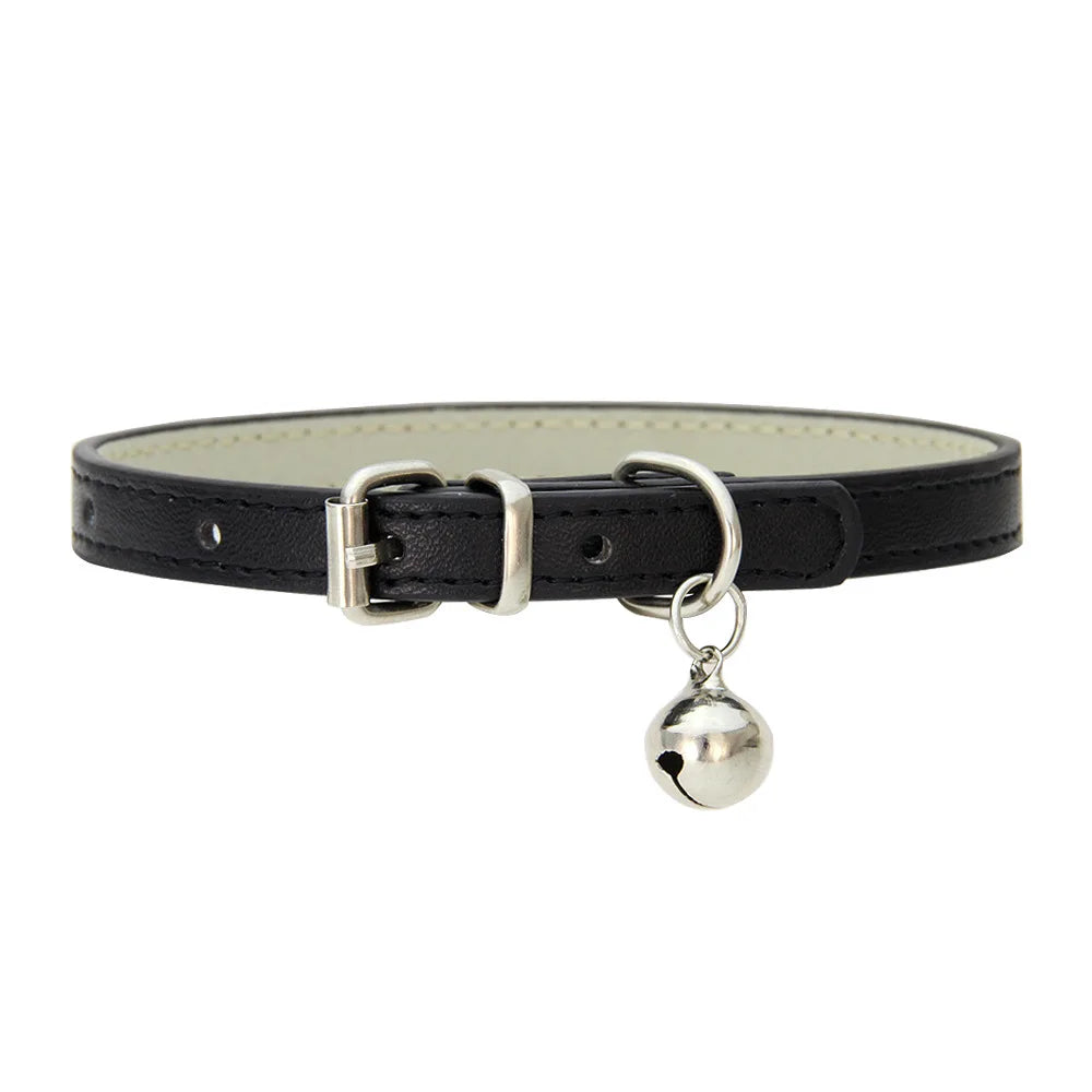 PU Leather Cat/Dog Collar - Durable, Stylish Pet Collar with Metal Buckle
