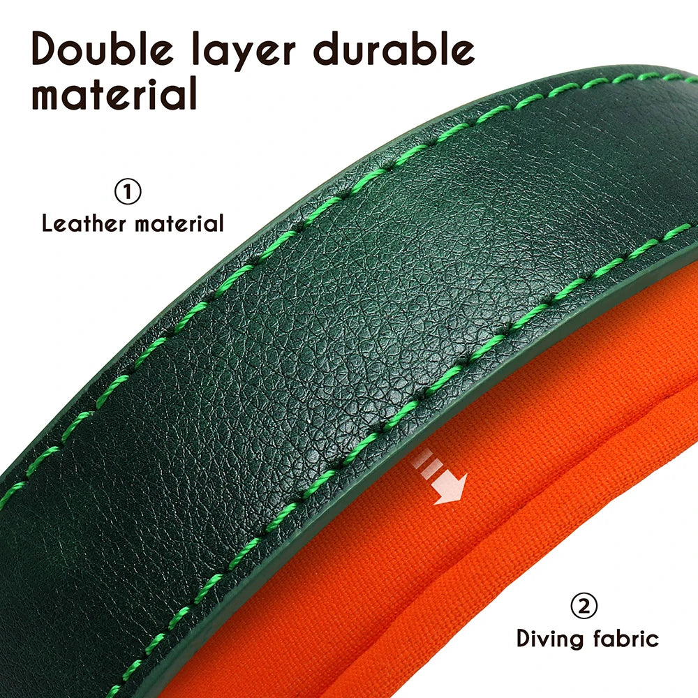 Personalised PU Leather Dog Collar — Free Name Engraving