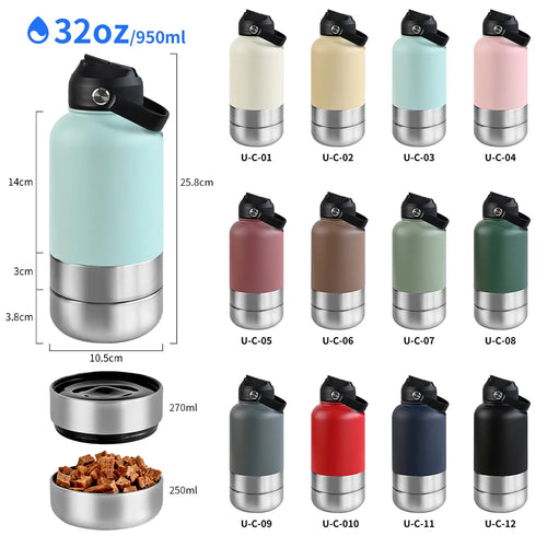 3-in-1 Insulated Dog Travel Water Bottle