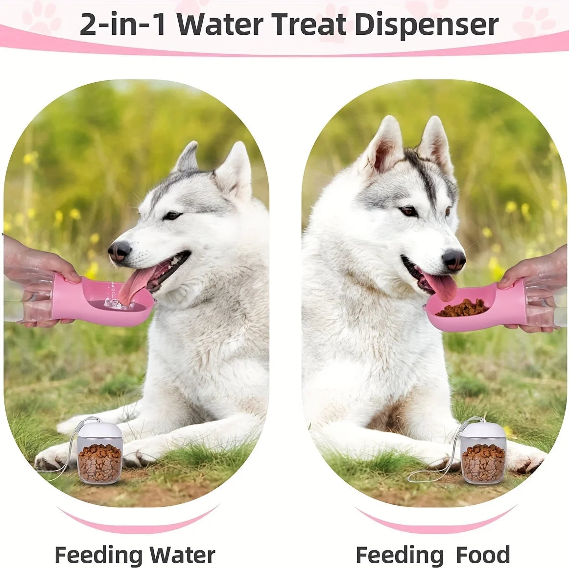 Portable Pet Water Bottle with Food Container — 500ml