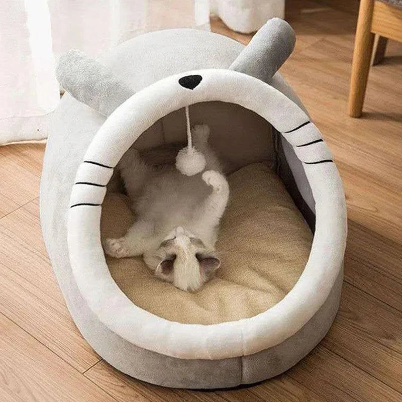 Cartoon Deep Sleep Cat Bed — Cosy Cave Bed for Cats