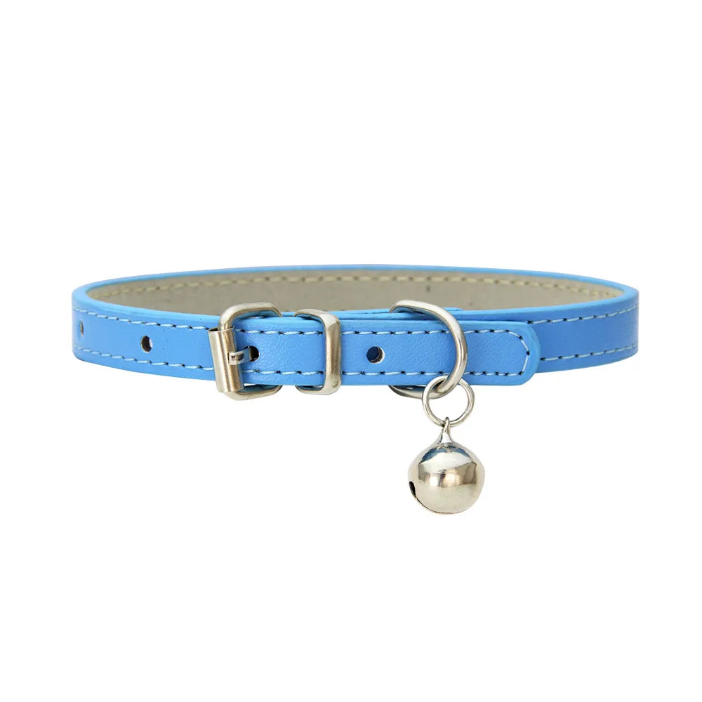 PU Leather Cat/Dog Collar - Durable, Stylish Pet Collar with Metal Buckle