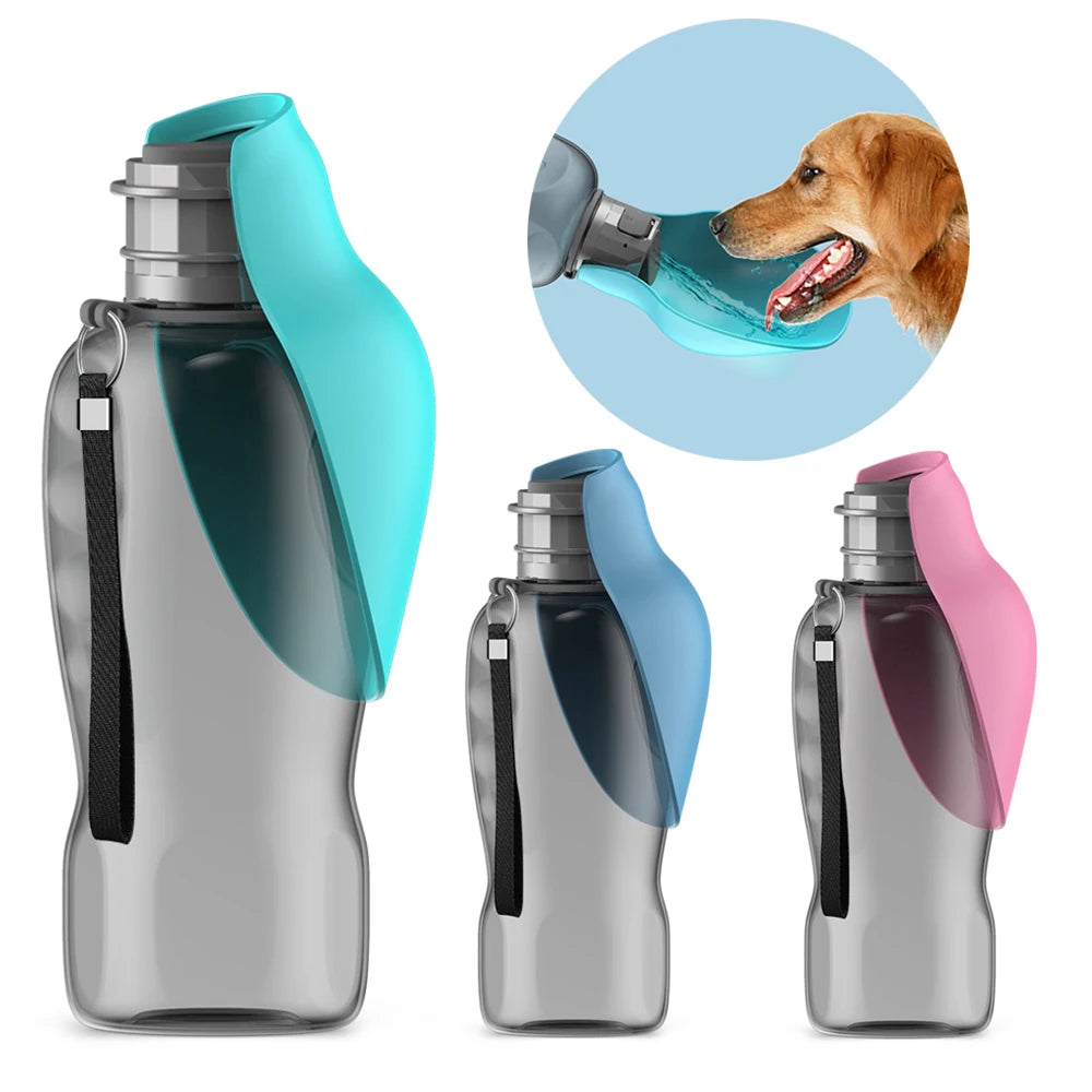 800ml Portable Water Bottle for Dogs — Foldable Trough
