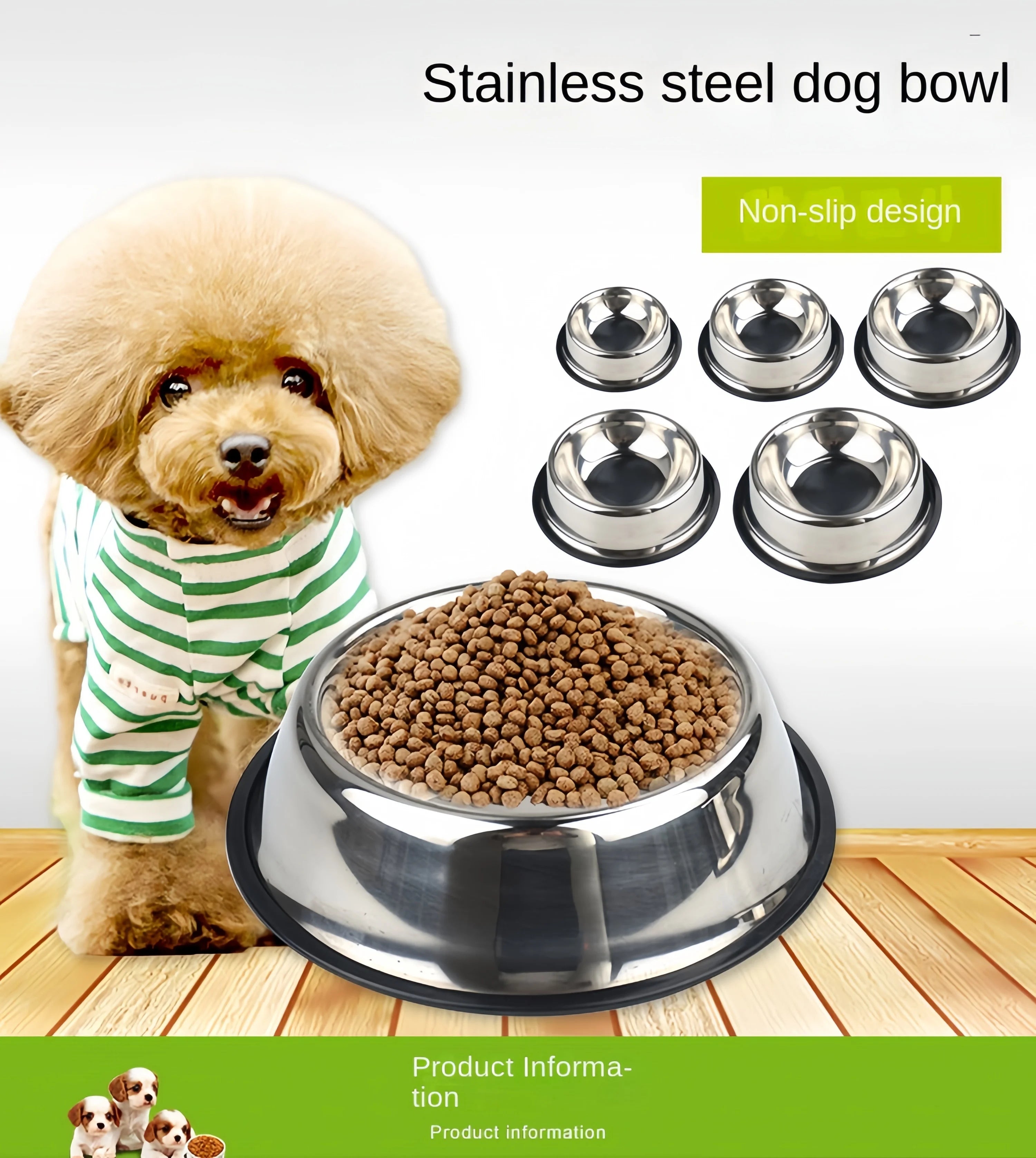 Stainless Steel Pet Feeding Bowl — 6 Sizes for Dogs & Cats