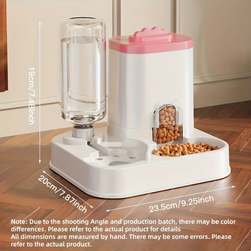 Automatic Gravity-Fed Cat Water Dispenser & Feeder