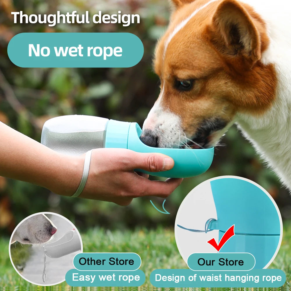 500ml Portable Dog Water Bottle with Lanyard — Leak-Proof