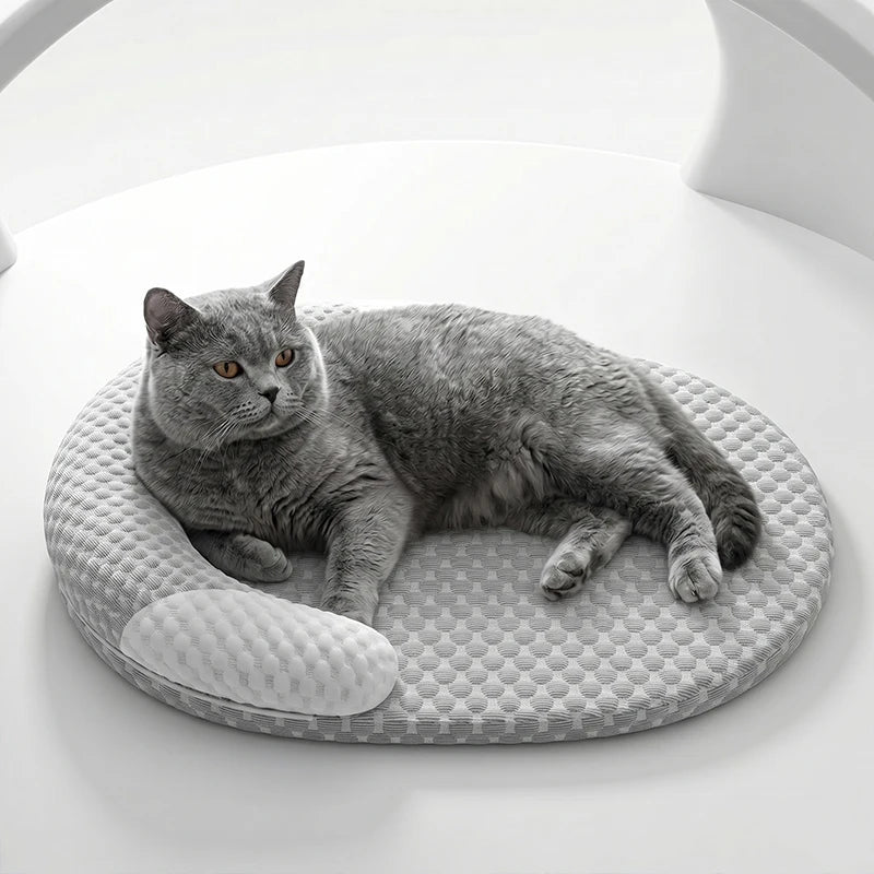 Ice Silk Cooling Pet Bed — Oval Nest for Dogs & Cats
