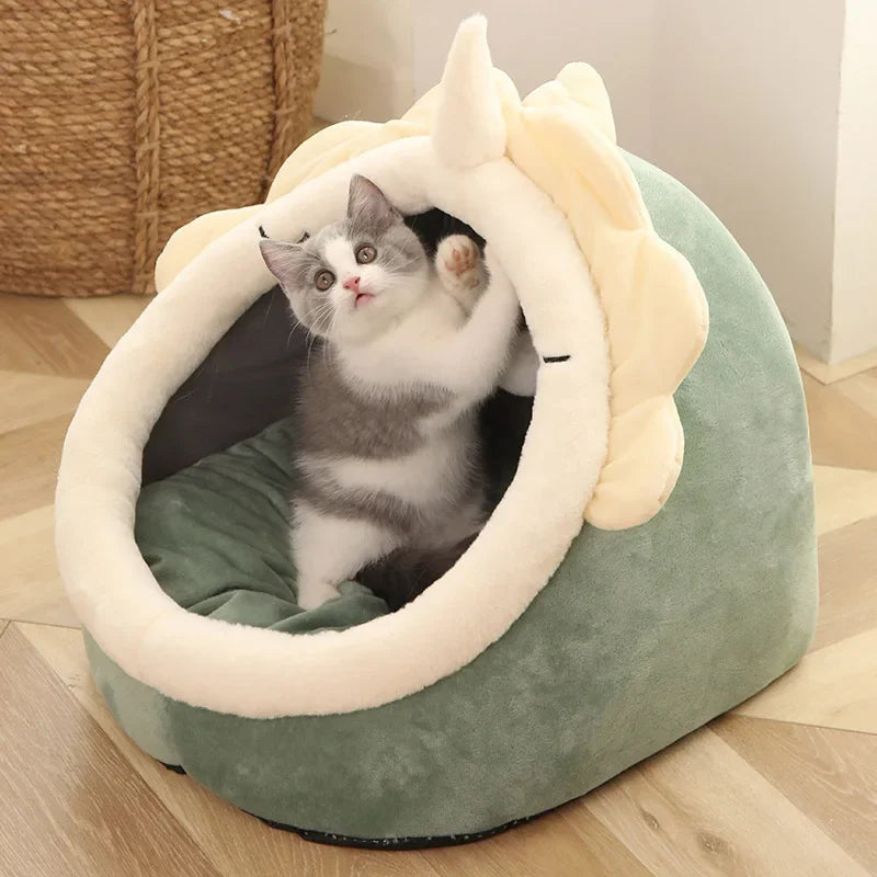 Cartoon Deep Sleep Cat Bed — Cosy Cave Bed for Cats