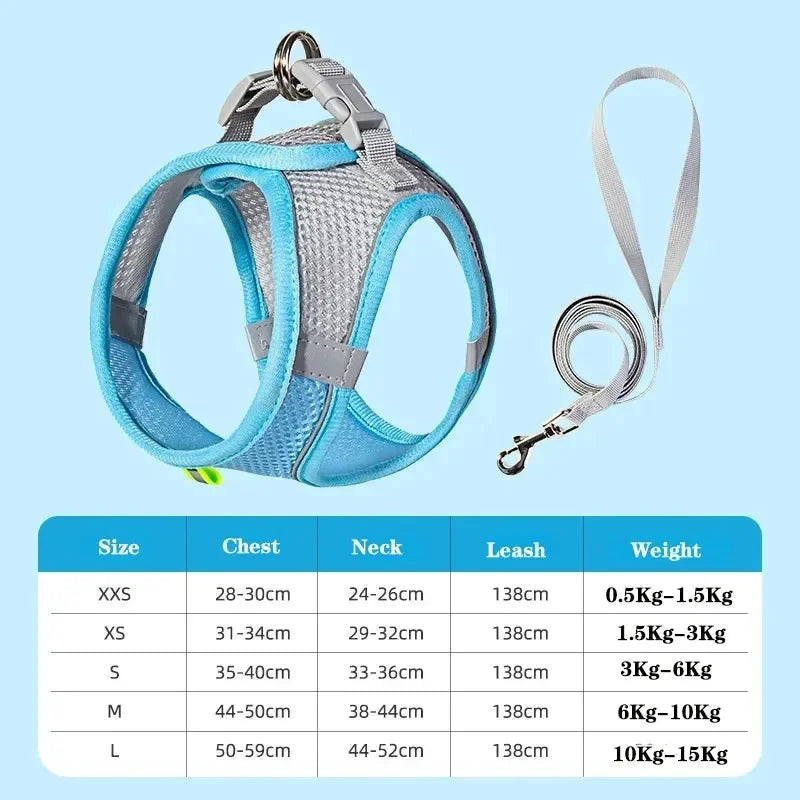 Soft Mesh Dog Vest Harness — Adjustable for Small Dogs & Cats