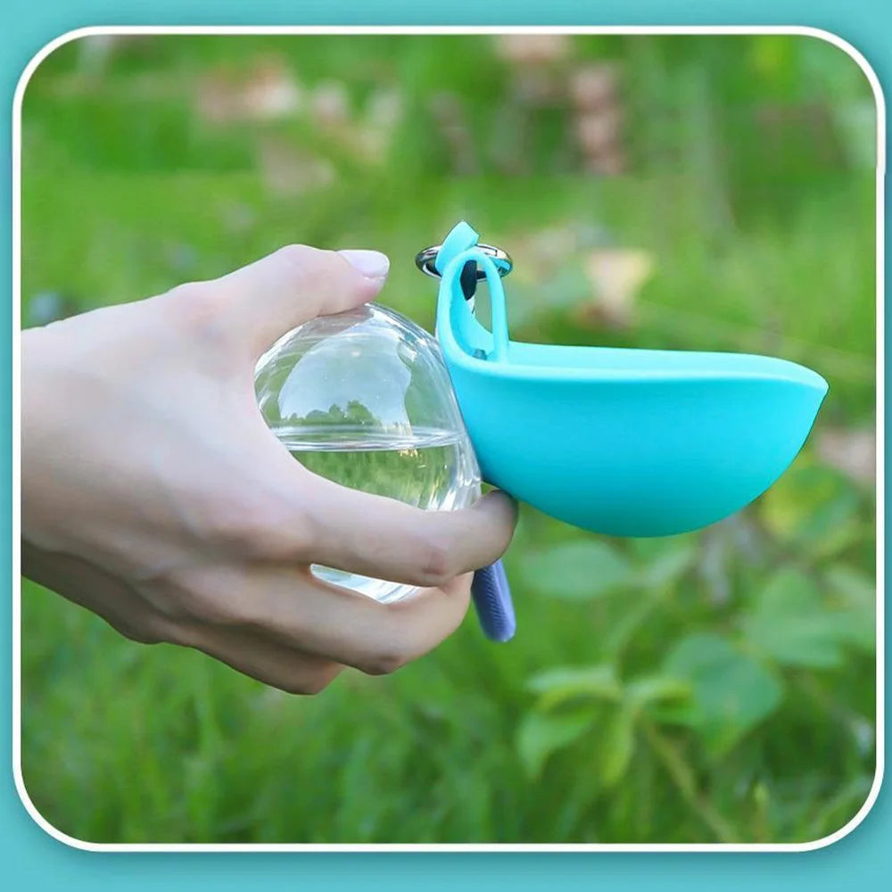 2-in-1 Dog Water Bottle with Food Container & Lanyard