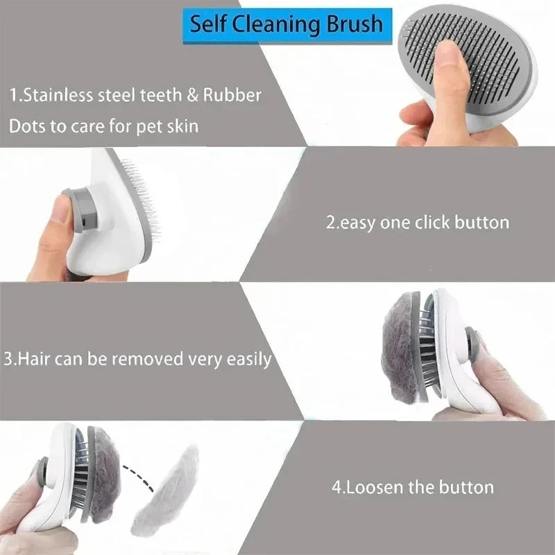 Self-Cleaning Dematting Brush for Dogs & Cats