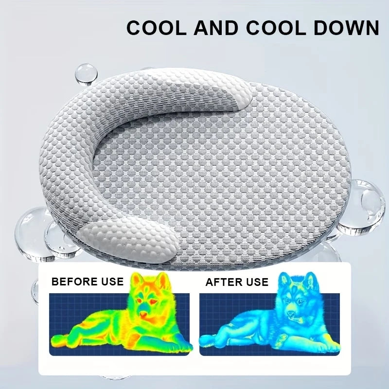 Ice Silk Cooling Pet Bed — Oval Nest for Dogs & Cats