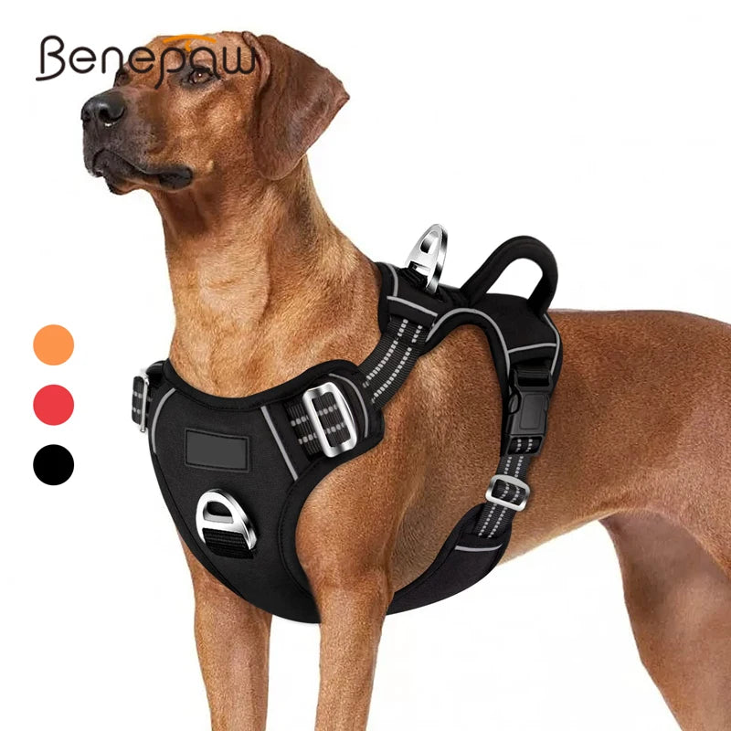 Benepaw No-Pull Dog Harness — Soft Padded Vest with Dual Leash Clips