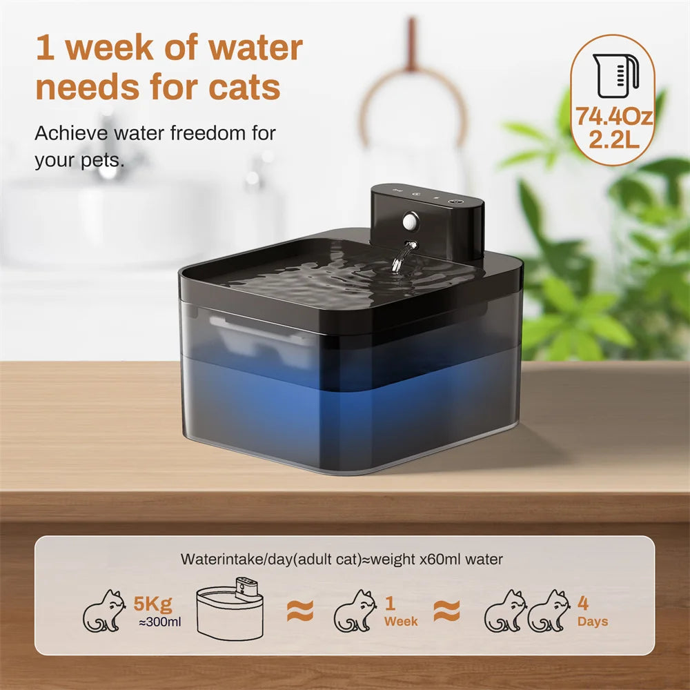 2.2L Wireless Smart Cat Water Fountain — Infrared Sensor