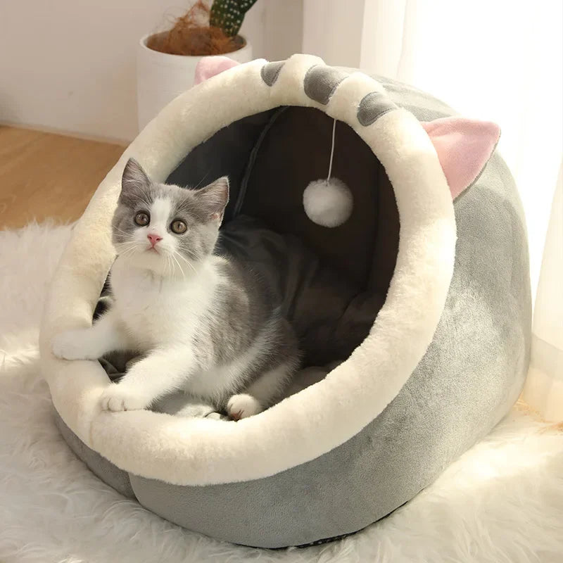 Cartoon Deep Sleep Cat Bed — Cosy Cave Bed for Cats