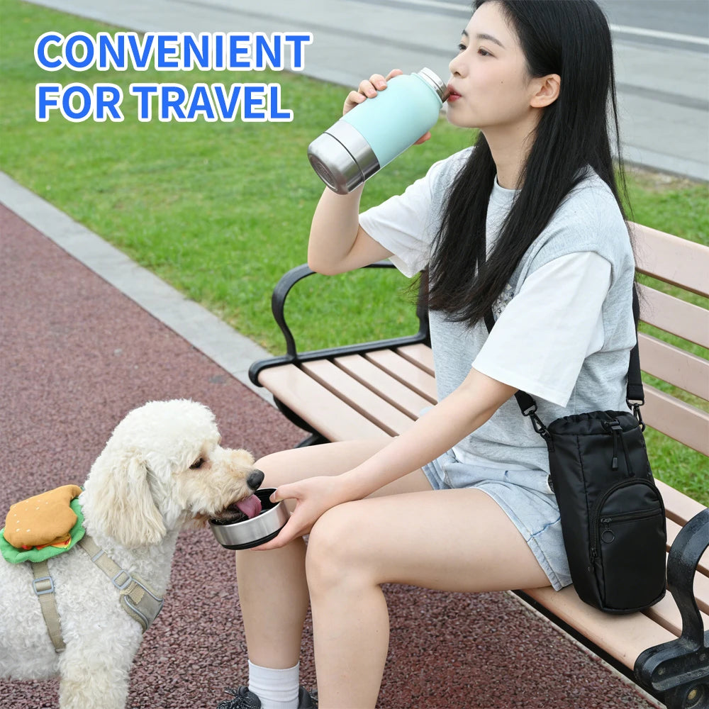 OKKPETS 3-in-1 Insulated Dog Water Bottle with Bowls