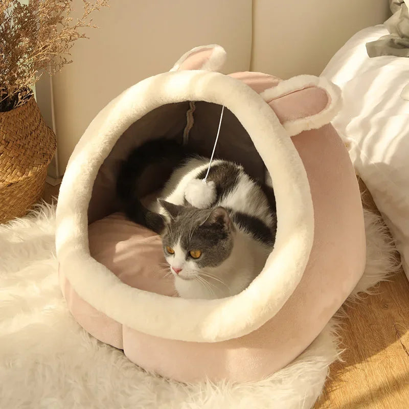 Cartoon Deep Sleep Cat Bed — Cosy Cave Bed for Cats