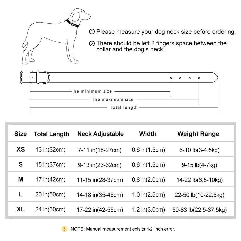 Personalised PU Leather Dog Collar — Free Name Engraving
