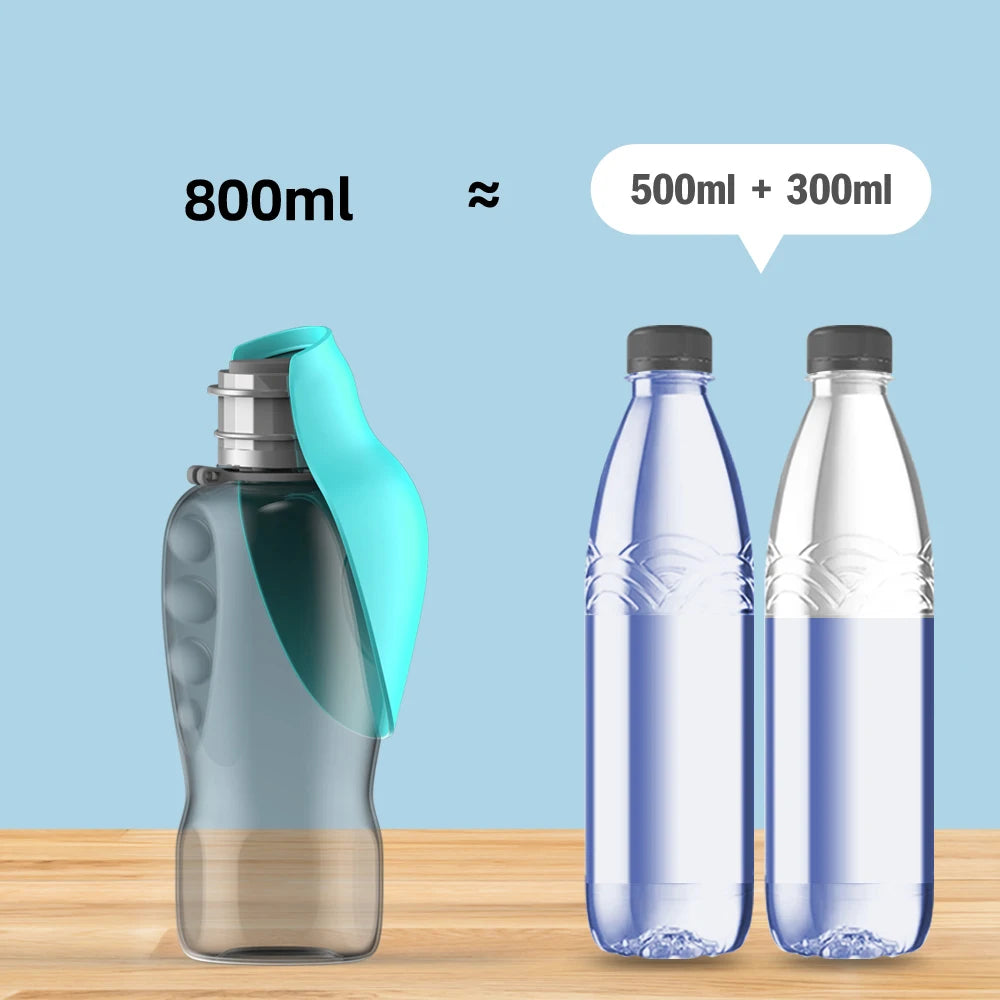 800ml Portable Water Bottle for Dogs — Foldable Trough