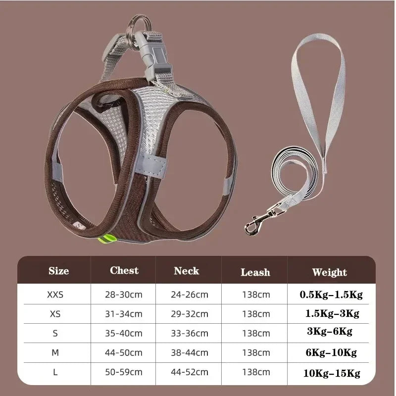 Soft Mesh Dog Vest Harness — Adjustable for Small Dogs & Cats
