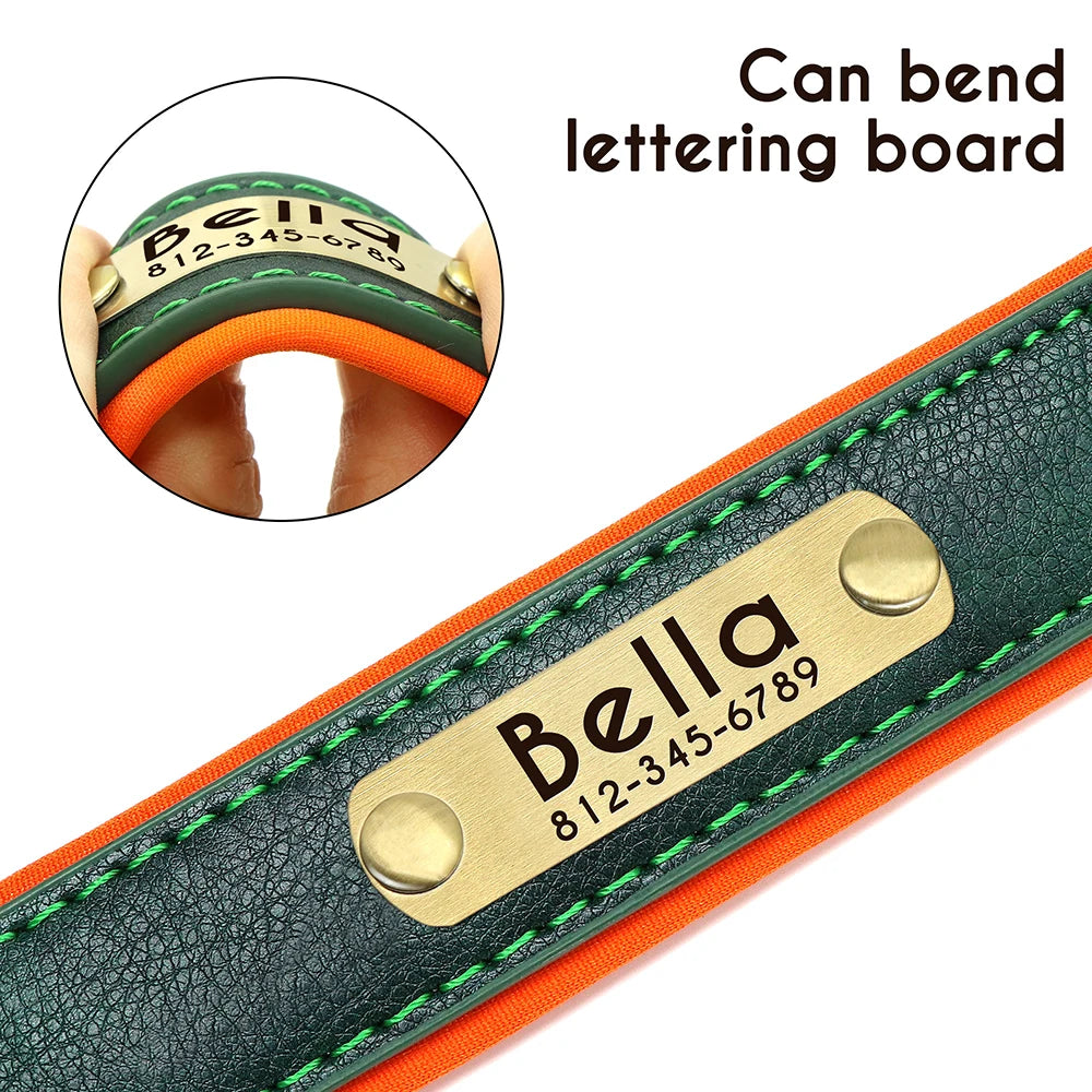 Personalised PU Leather Dog Collar — Free Name Engraving