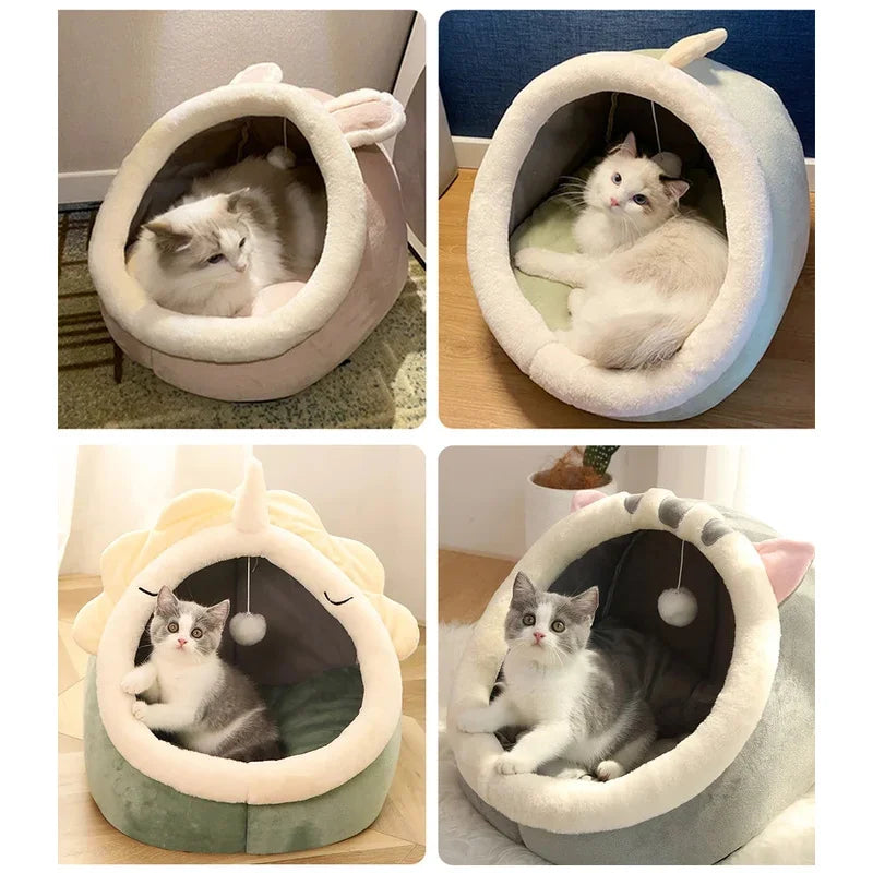 Cartoon Deep Sleep Cat Bed — Cosy Cave Bed for Cats